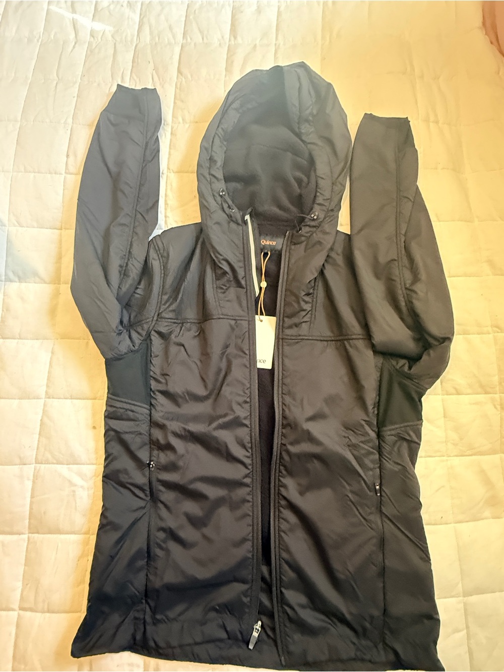 Quince Men’s Weather Proof Fleece-Lined Hooded Jacket Rich Black Small NWT